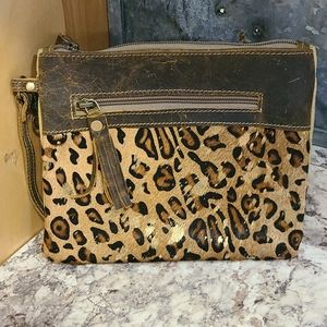 Myra Canvas Leopard Dynamite Wristlet
